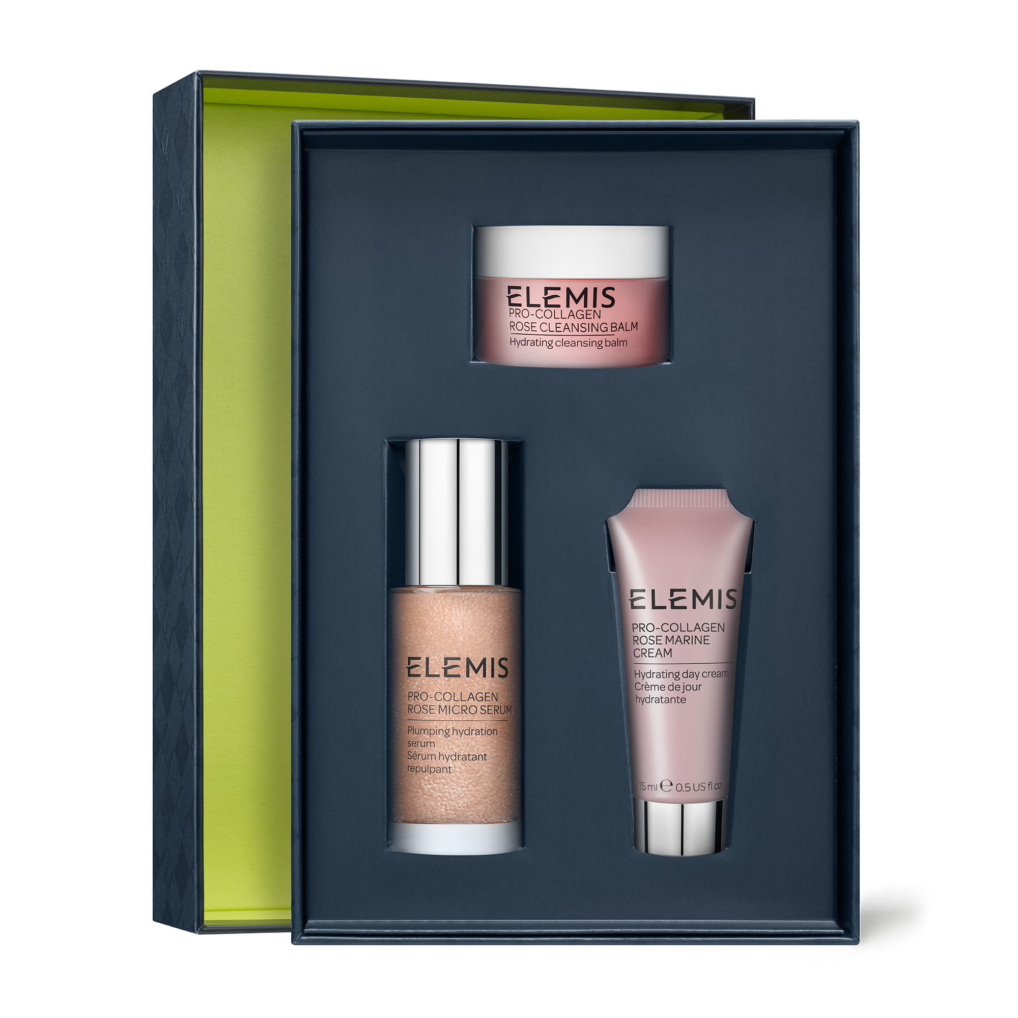 Тріо фаворитів для наповнення та зволоження шкіри з Трояндою ELEMIS The Pro-Collagen Rose Icons Skin Soothing Trio